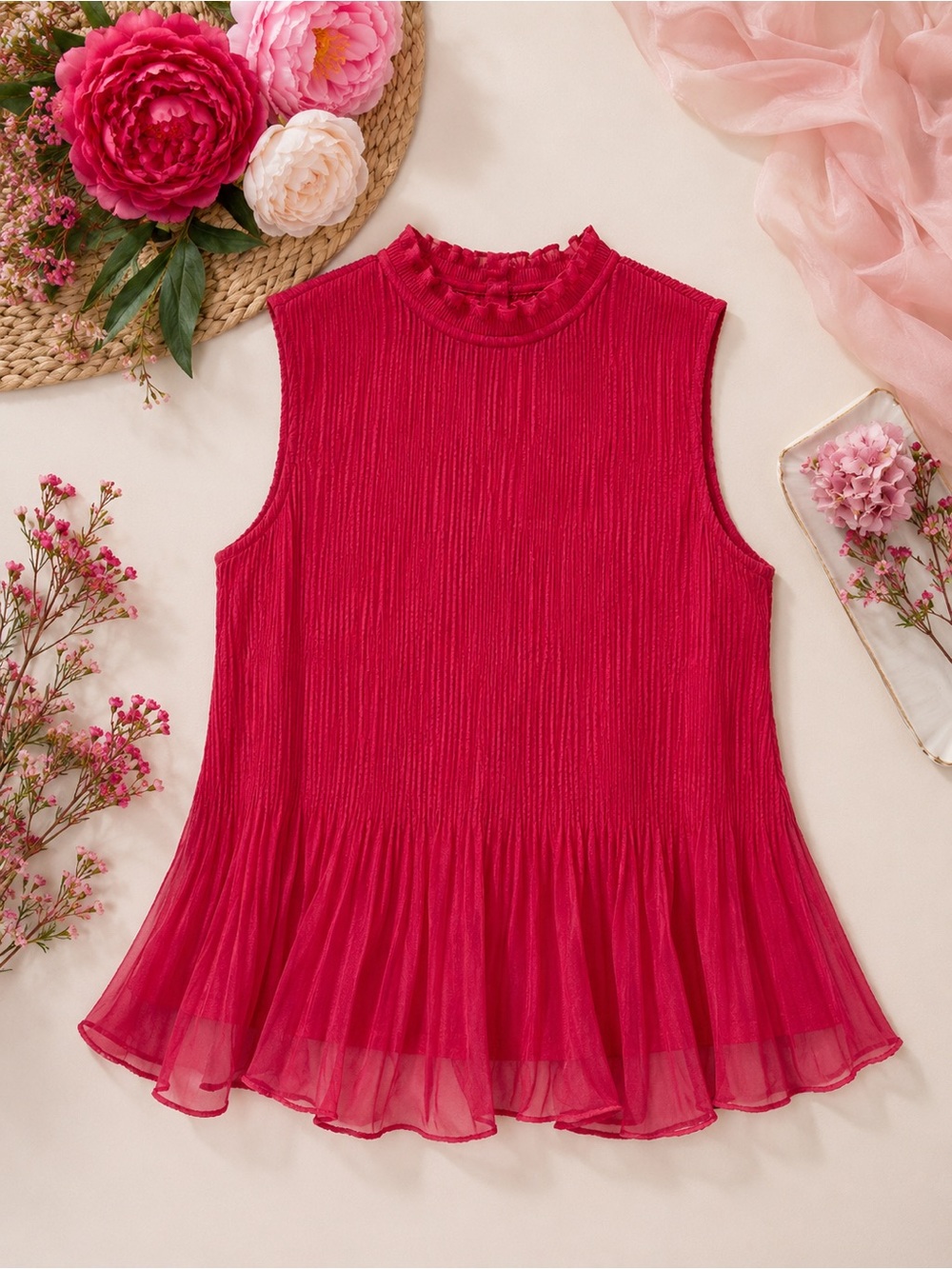 NWT Nanette Lepore Carmine Sleeveless Blouse Top  Shimmery Rose Size Large